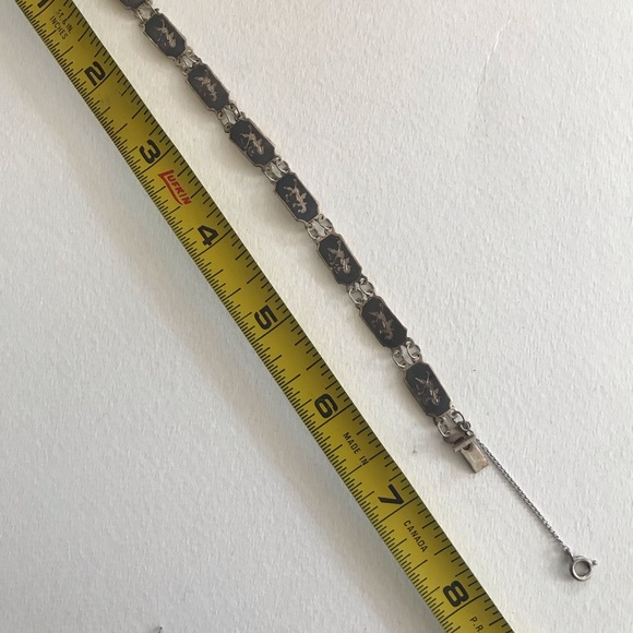 Vintage Sterling Siam Necklace & Bracelet Set - Picture 4 of 5